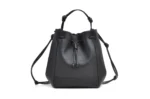 Black Leather Bucket Bag